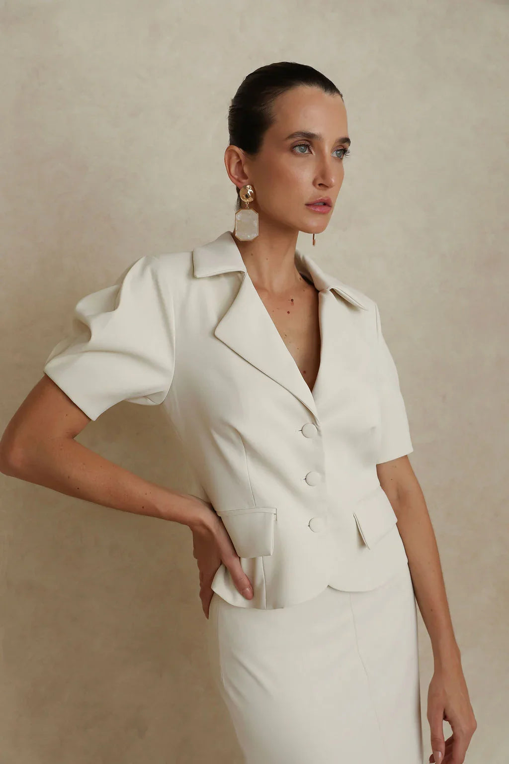 Monica Barrel Sleeve Suiting Jacket